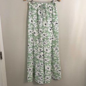 Mint Floral Wide Leg Pants